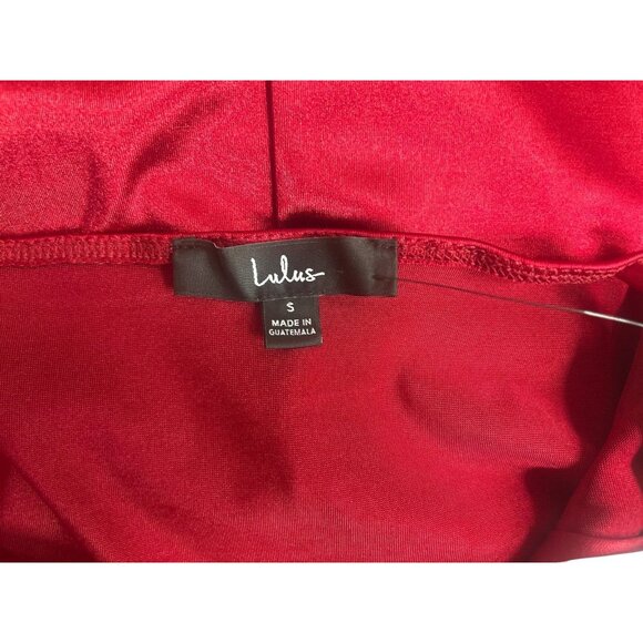 Lulus Forever Your Girl Red Wine Satin Mini Dress Draped Skirt Tulip Hem S - Picture 6 of 11